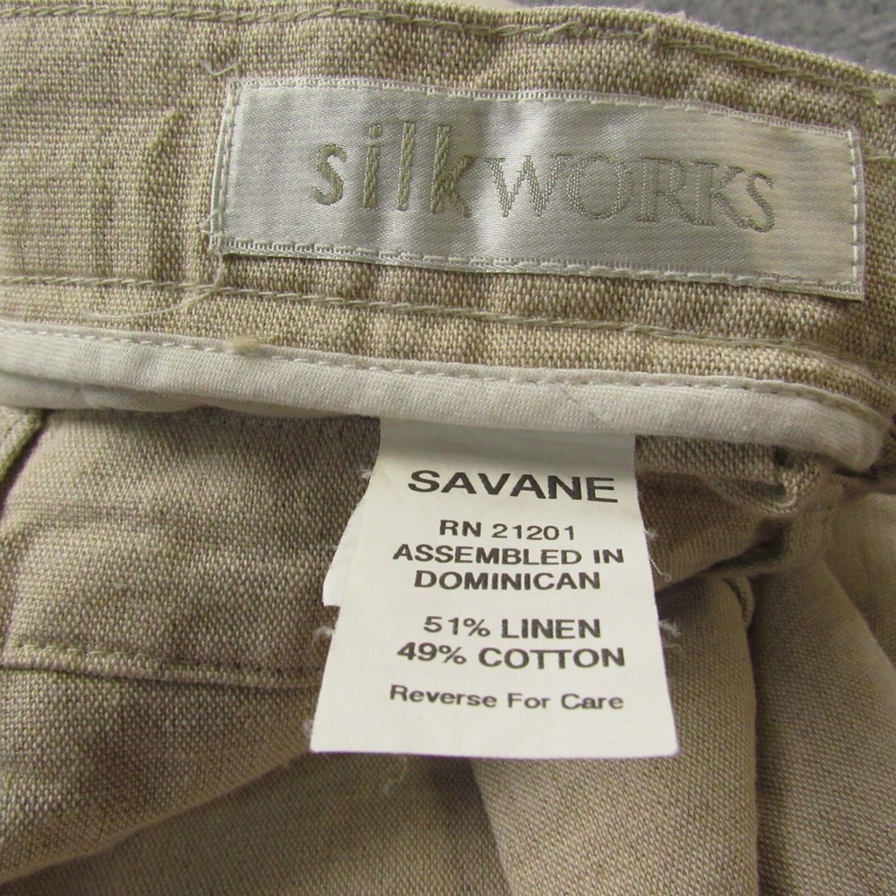 Vintage Savane Silkworks‎ Chino Shorts Mens 36 Beige Linen Blend Pleated Preppy - Picture 4 of 13